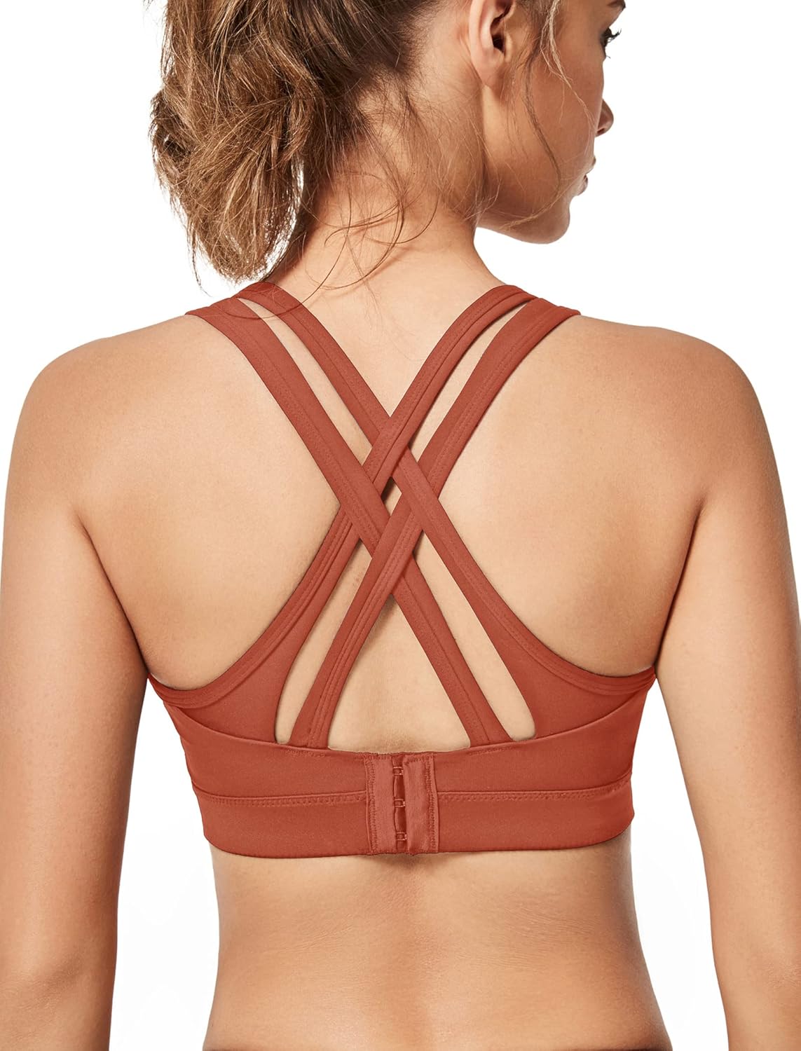 Yvette Women's Plus Size High Impact Sports Bra with Criss Cross Back for Sexy Running
