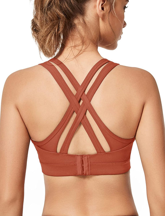 Yvette Women's Plus Size High Impact Sports Bra with Criss Cross Back for Sexy Running