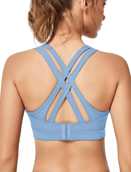 Yvette Women's Plus Size High Impact Sports Bra with Criss Cross Back for Sexy Running