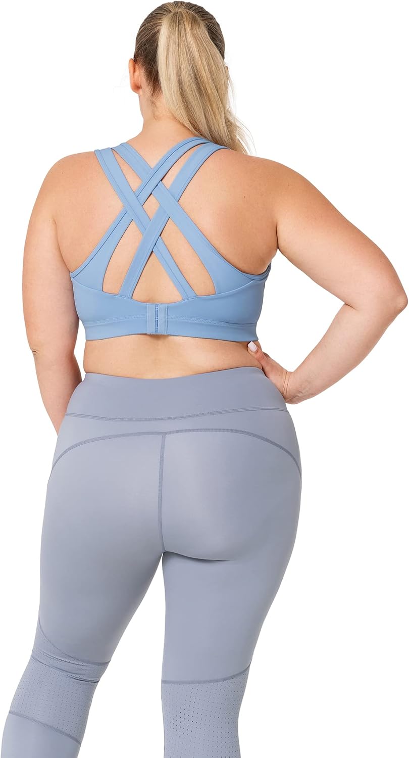 Yvette Women's Plus Size High Impact Sports Bra with Criss Cross Back for Sexy Running