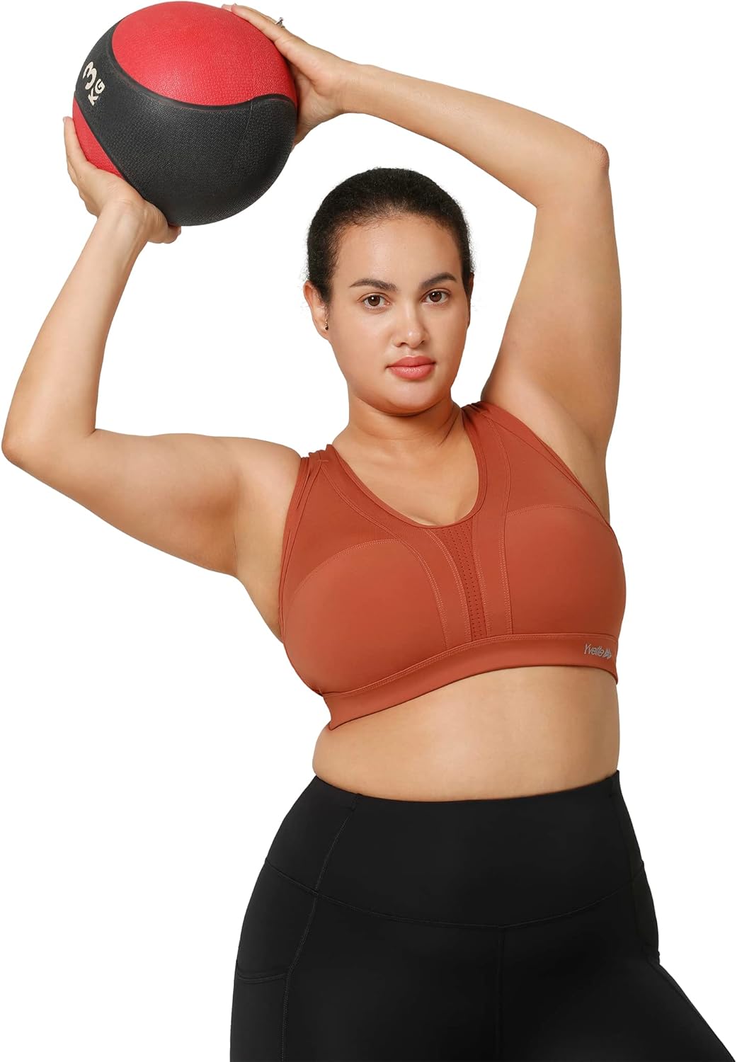 Yvette Women's Plus Size High Impact Sports Bra with Criss Cross Back for Sexy Running