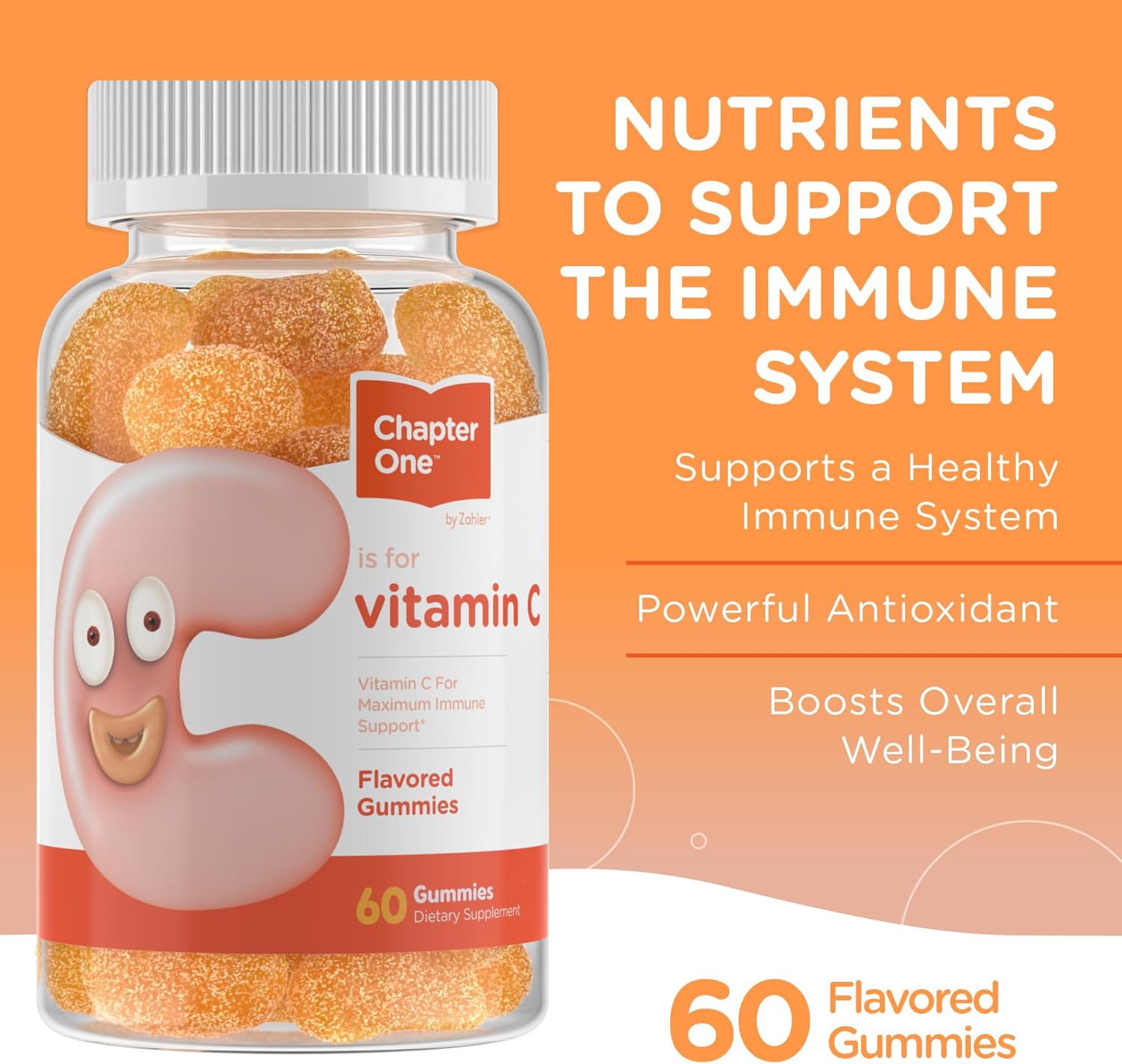 Zahler Chapter One Vitamin C Gummies - 125mg (60 Flavored Gummies) Kosher Certified Chewable Vitamin C for Adults & Kids