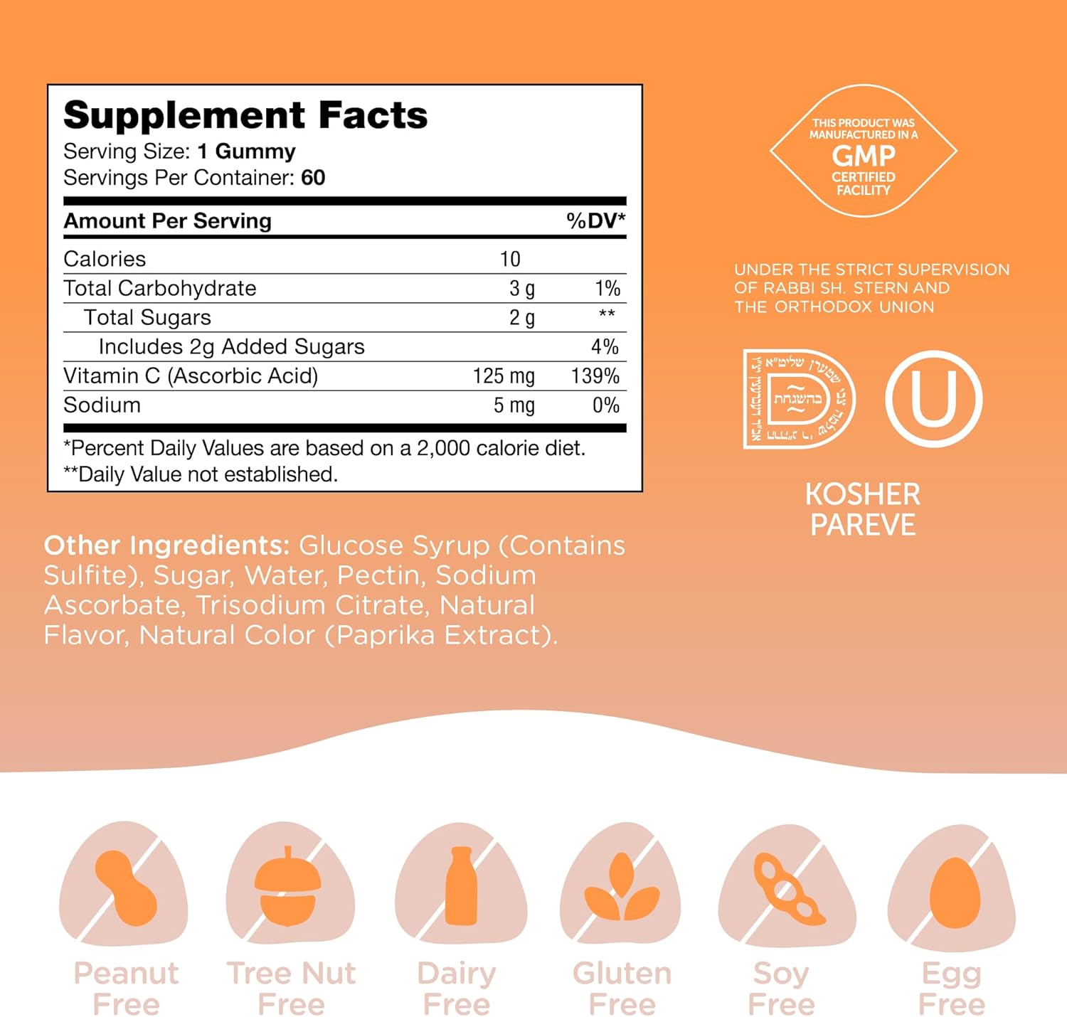 Zahler Chapter One Vitamin C Gummies - 125mg (60 Flavored Gummies) Kosher Certified Chewable Vitamin C for Adults & Kids