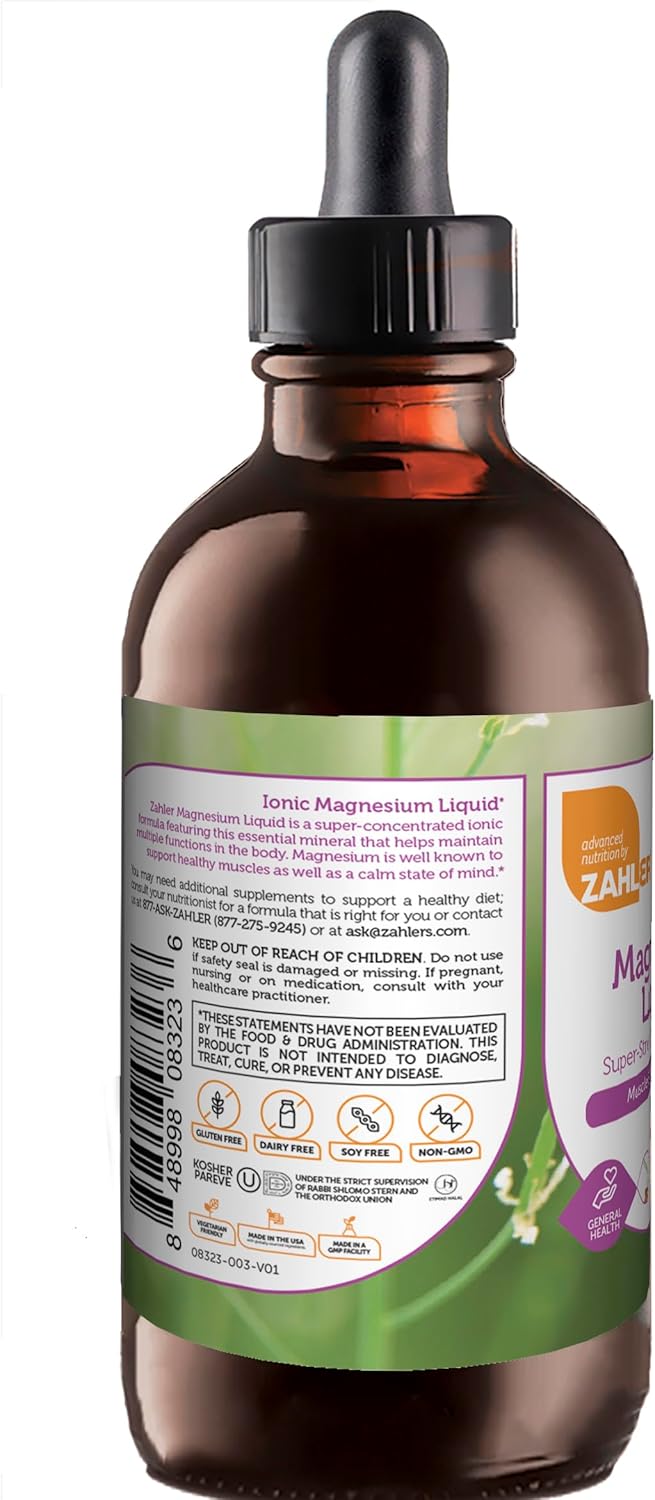 Zahler Liquid Magnesium Chloride Drops - Super Strength Muscle & Calming Support - Unflavored Supplement for Women and Men - Kosher Non-GMO Gluten Free Vegetarian Formula - 4 fl oz