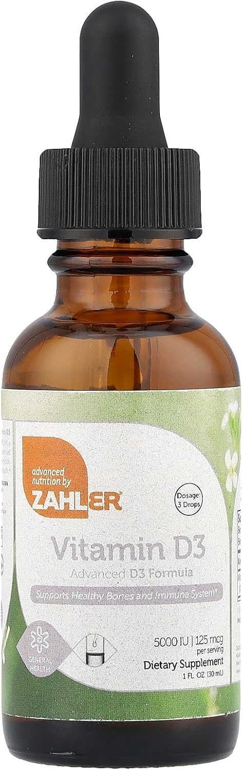 Zahler Liquid Vitamin D3 5000 IU Drops for Adults - Bone & Immune Health Support - 1 fl oz Liquid Vitamin D Supplement