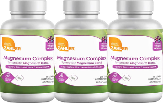 Zahler Magnesium Complex Capsules - Supports Bone, Heart, Nerve, and Muscle Health - 180 Count