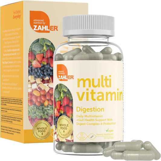 Zahler Multivitamin Capsules with Probiotics for Digestive Health - Kosher Gut Health Support for Men and Women - Probiotic Digestion Pills