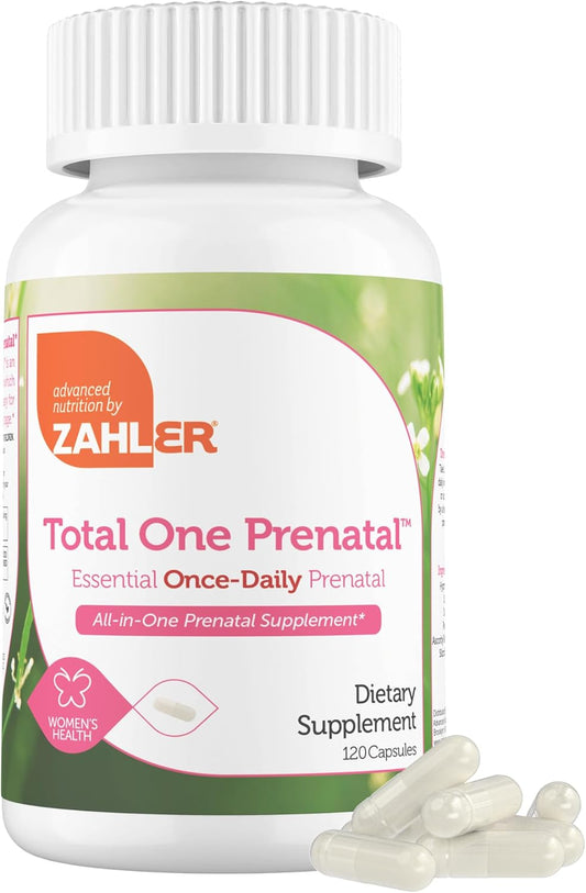 Zahler Total One Prenatal Vitamins (120 Count) - Daily Multi Vitamin for Women with Folic Acid, Iron, Zinc, and 19 Essential Vitamins and Minerals - Kosher Pre Natal Capsules