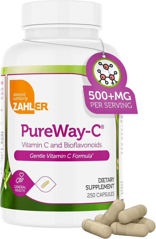 Zahler Vitamin C 500mg Capsules with Bioflavonoids - Immune Support Supplement for Adults - Gentle on Stomach - Gluten Free - Non-GMO (250 Count)