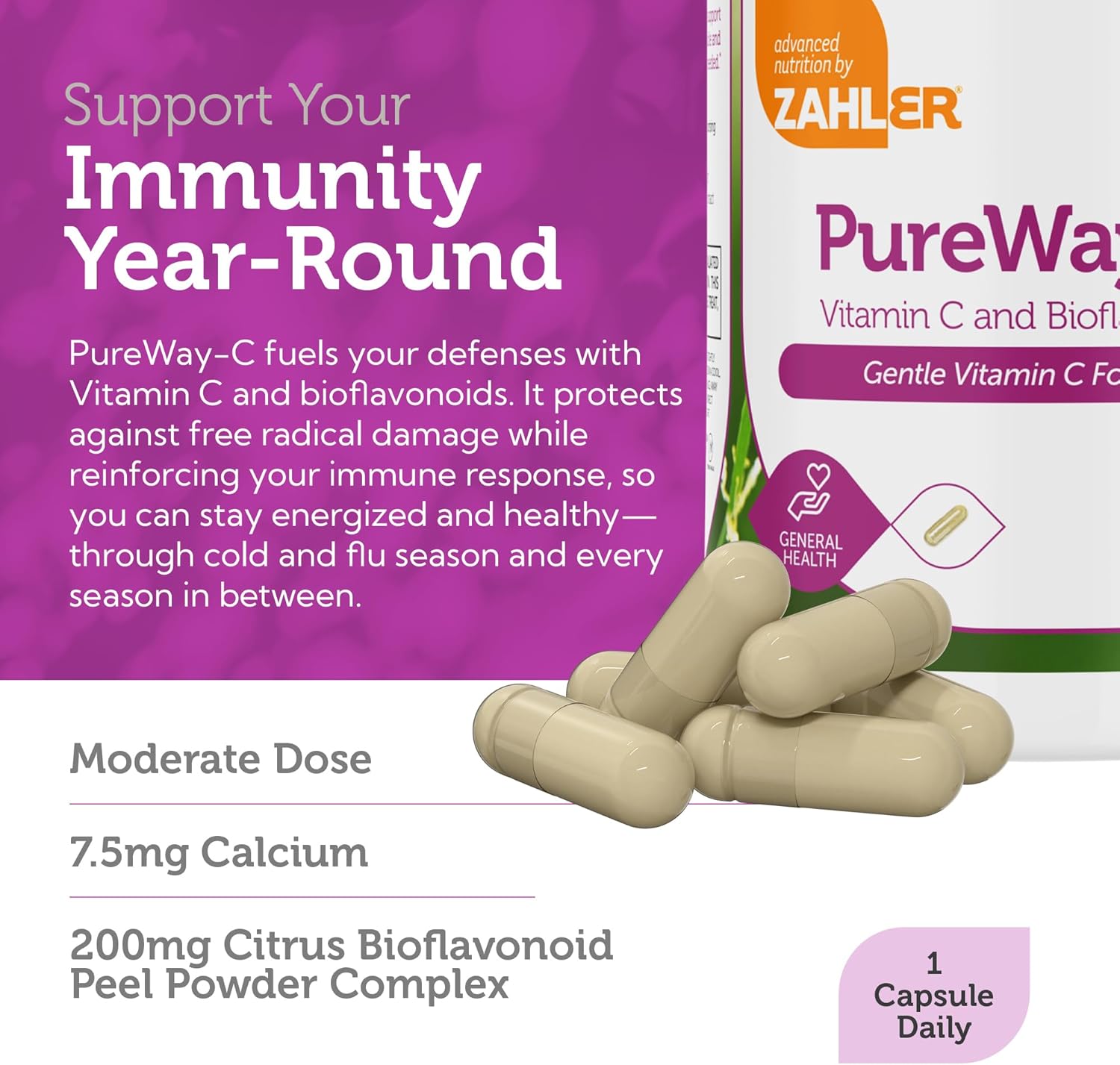 Zahler Vitamin C 500mg Capsules with Bioflavonoids - Immune Support Supplement for Adults - Gentle on Stomach - Gluten Free - Non-GMO (250 Count)