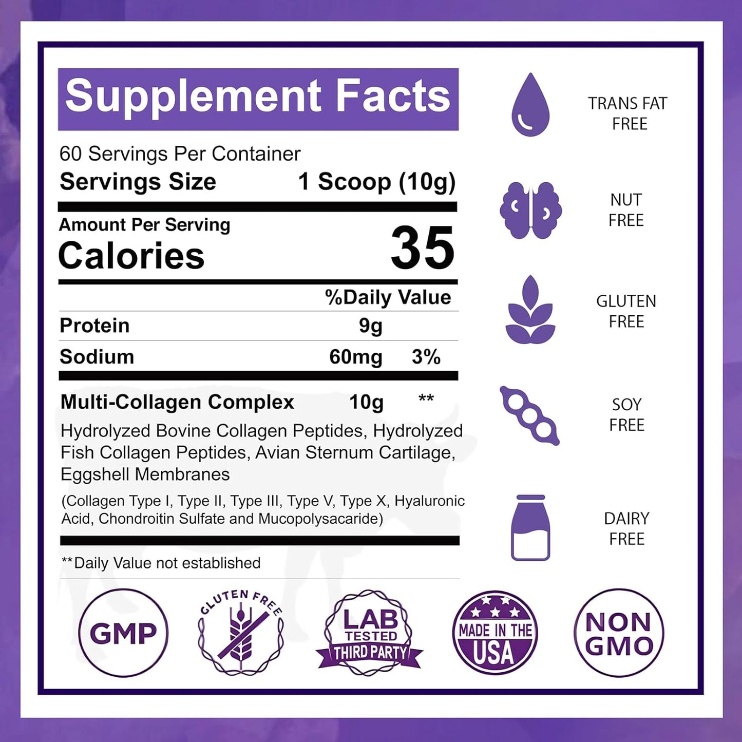 Zammex Beef Bone Broth Protein Powder with 20g Protein and Multi Collagen Peptides - Unflavored Formula