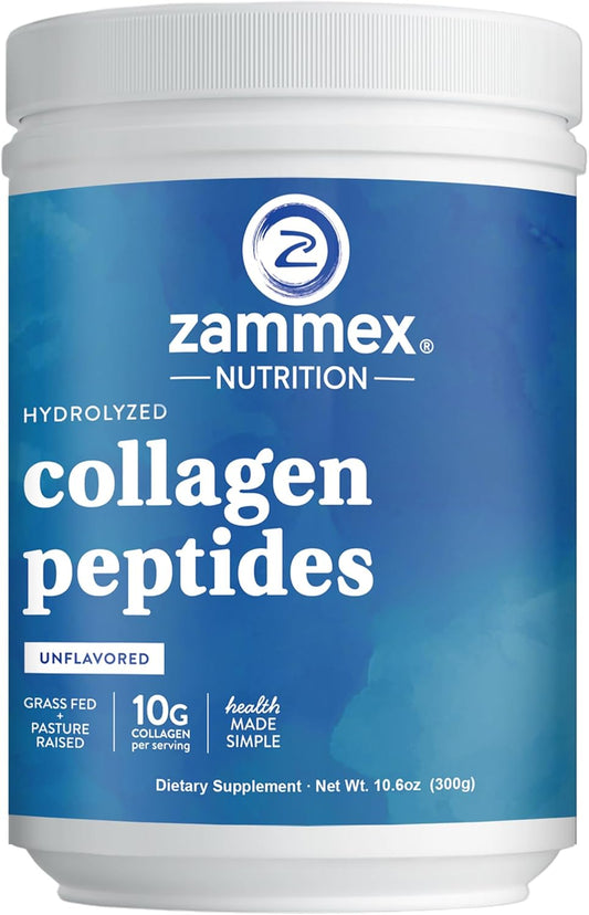 Zammex Premium Hydrolyzed Collagen Peptides Powder for Hair, Skin, Nails, and Joints - Grass Fed, Non-GMO, Keto Friendly - 30 Servings