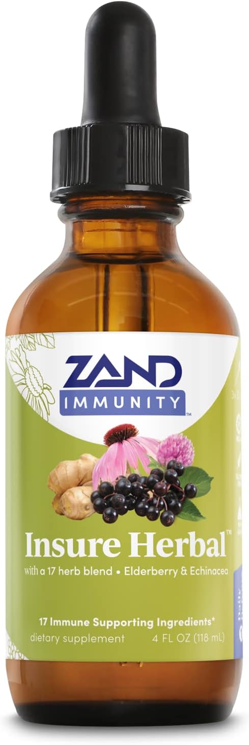 Zand Insure Herbal Liquid Echinacea Supplement with Goldenseal, Chamomile, Ginger & Valerian - 8 oz - Immune Support