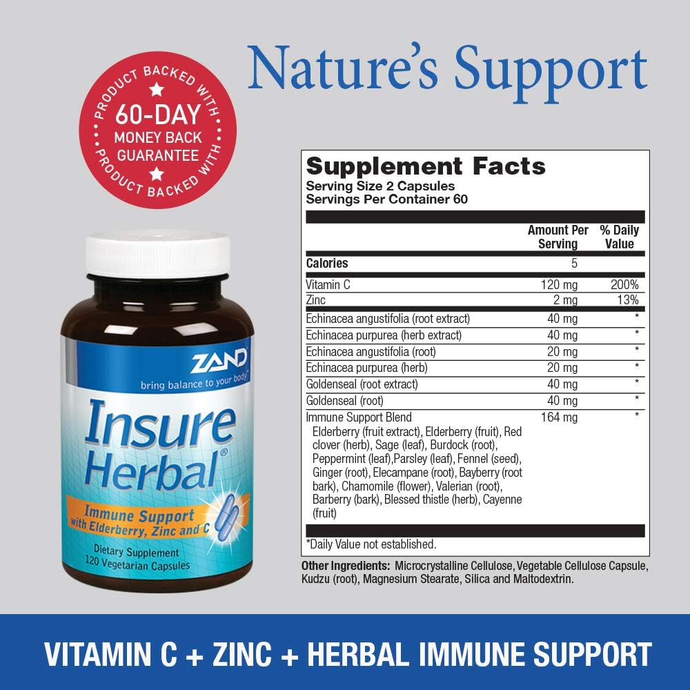Zand Insure Immune Support Supplement - 120 Capsules for Healthy Immune System