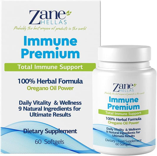 Zane Hellas Immune Premium Softgels - Powerful Antioxidant Support - 100% Herbal Solution - Pack of 240 Softgels