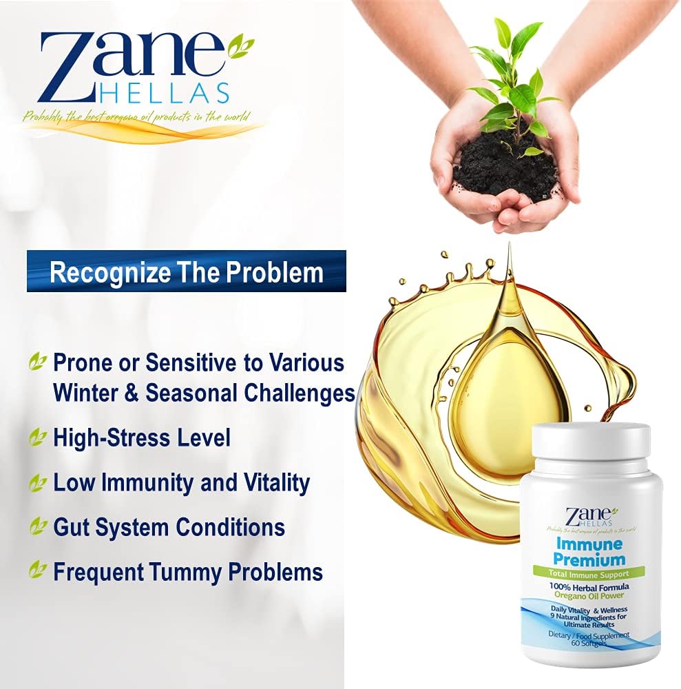 Zane Hellas Immune Premium Softgels - Powerful Antioxidant Support - 100% Herbal Solution - Pack of 240 Softgels
