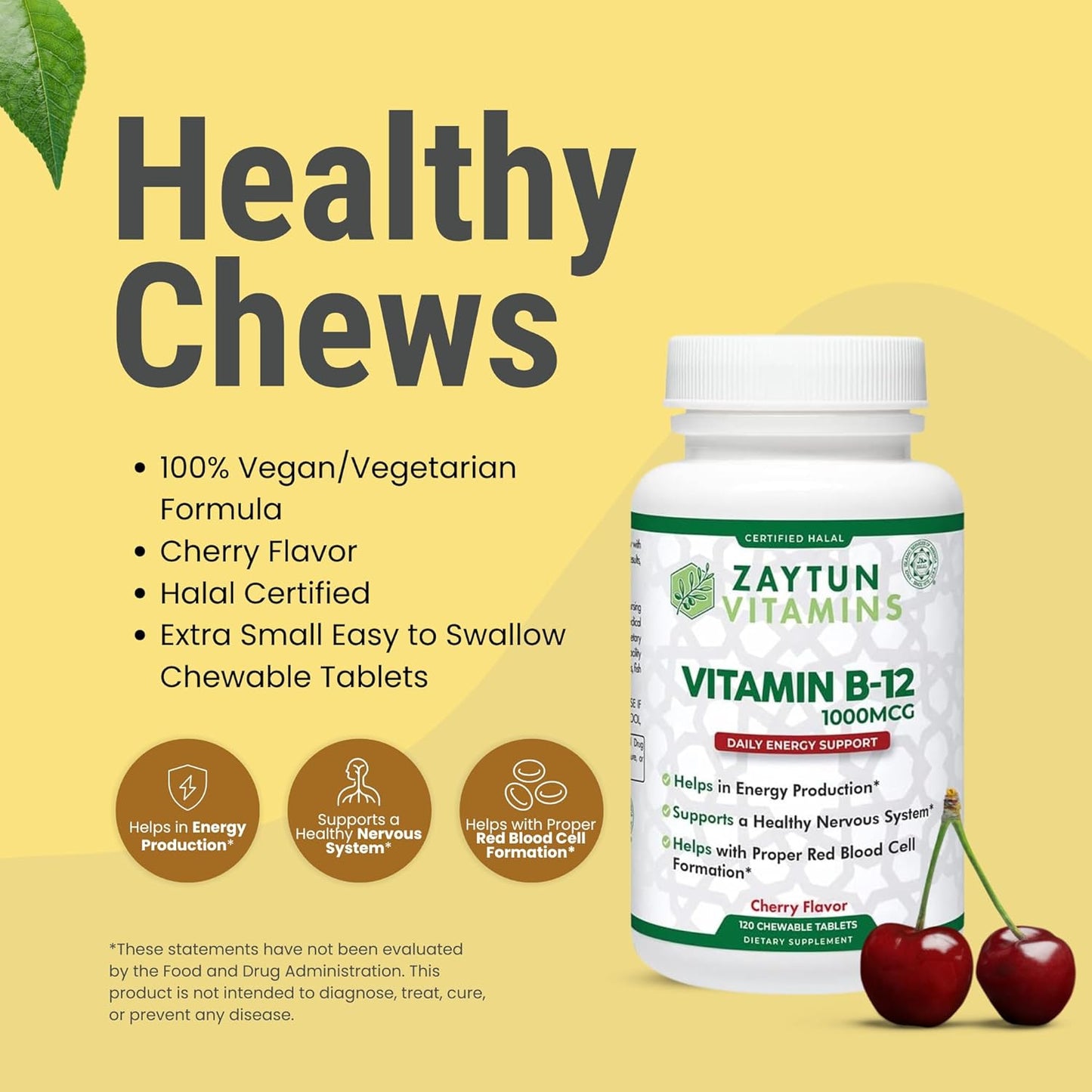 Zaytun Halal Vitamin B12 1000mcg for Energy, Metabolism, and Nervous System - Vegetarian & Vegan - Dairy-Free - 4 Months Supply USA Made