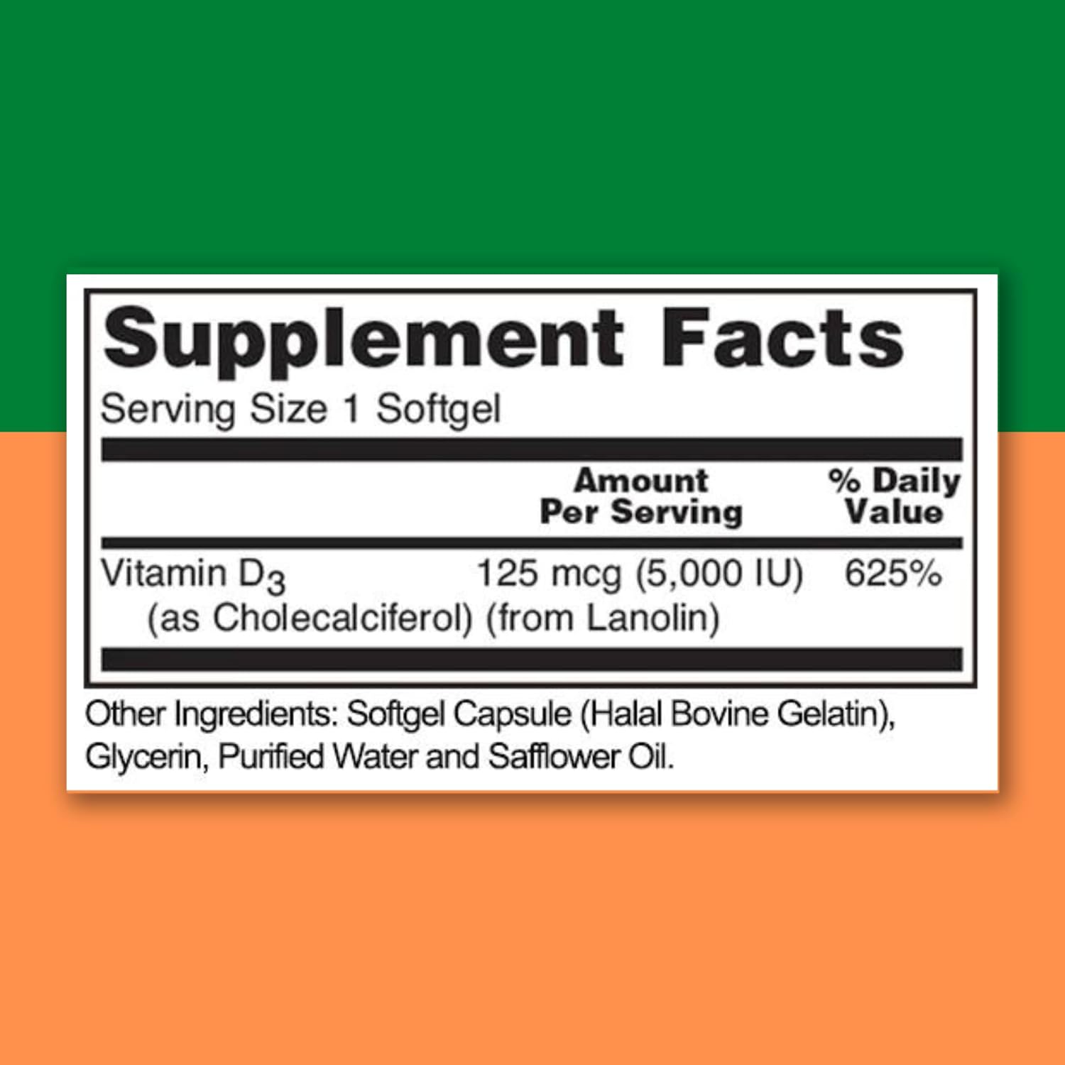 Zaytun Halal Vitamin D3 5000 IU Softgels - Bone & Muscle Support - 6 Month Supply - Non-GMO & Gluten-Free