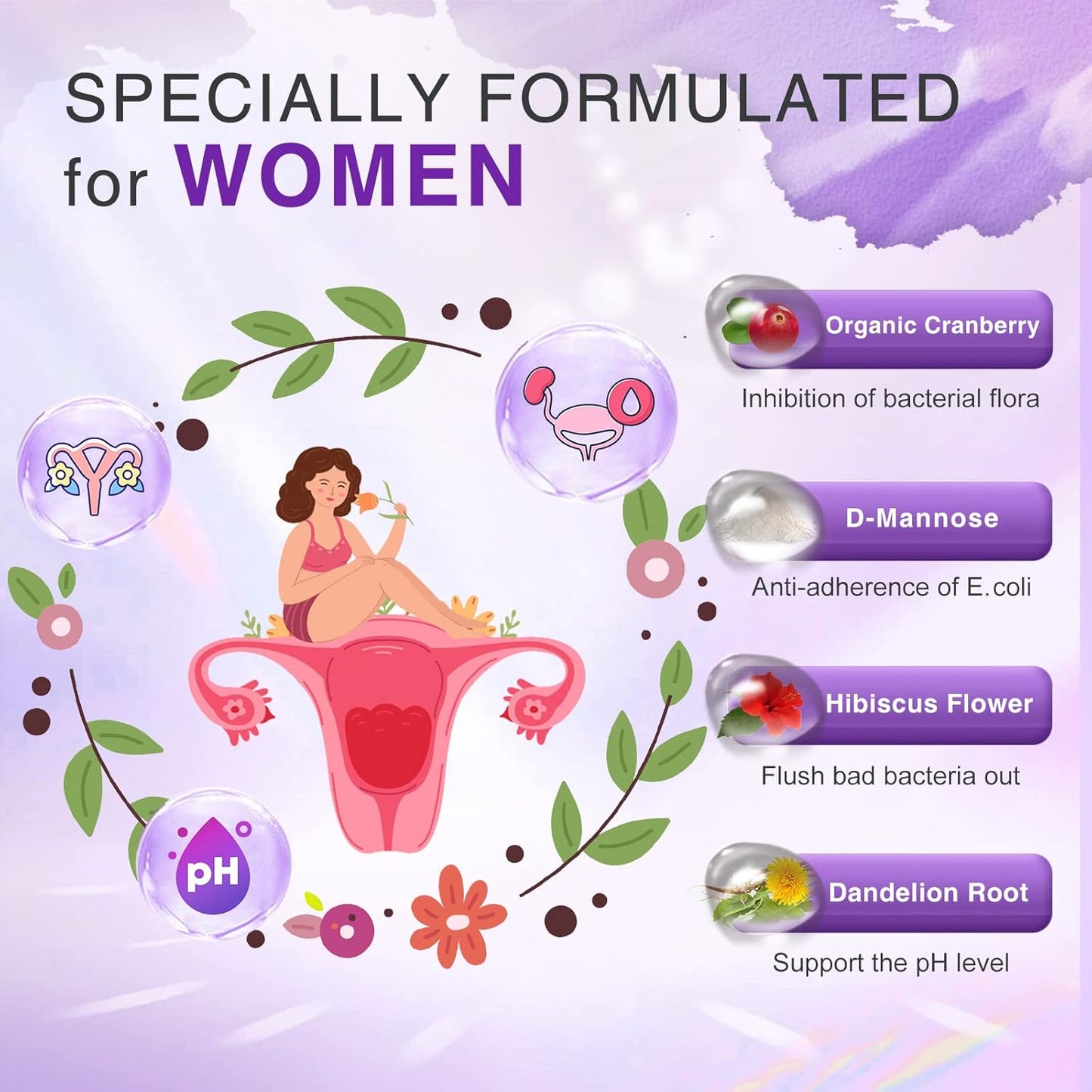ZEBORA Ultimate Probiotics for Women - 100 Billion CFUs with Prebiotics, D-Mannose, and Cranberry - Digestive, Immune, and UT Health Support - Soy and Gluten Free - 45 Packets