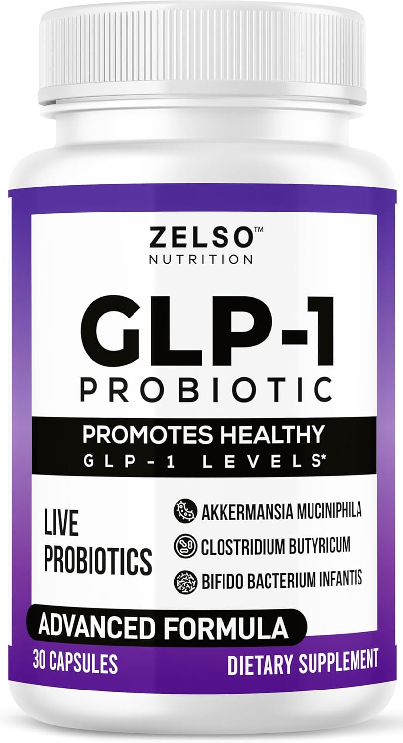 ZELSO GLP-1 Probiotic with Akkermansia Muciniphila - Supports Gut Health & Appetite Control - 500M CFU Multi-Strain Probiotic with Prebiotic GLP1
