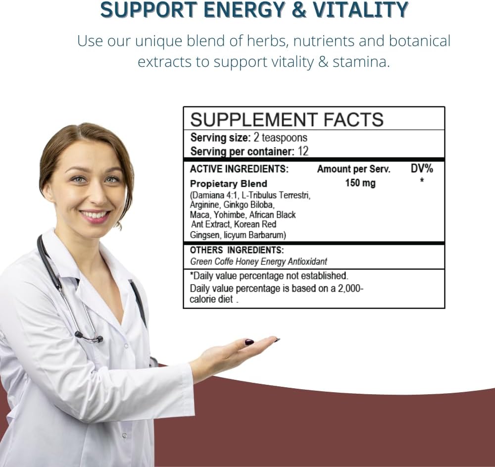 Zelux Supplement 4 oz for Men - Natural Energy Source and Test Booster with Damiana, Tribulus Terrestris, Ginkgo Biloba, and Maca - Boost Stamina and Endurance