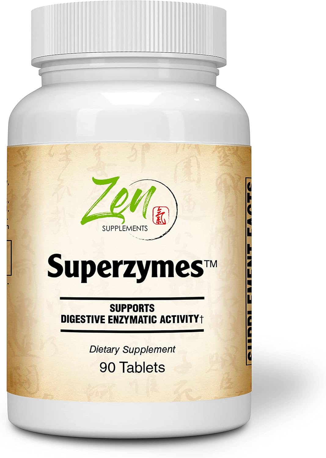 Zen Supplements Superzymes Multi-Enzyme Formula with Pepsin, Bromelain, Papain, Pancreatin, and Betaine HCL - 90 Tablets