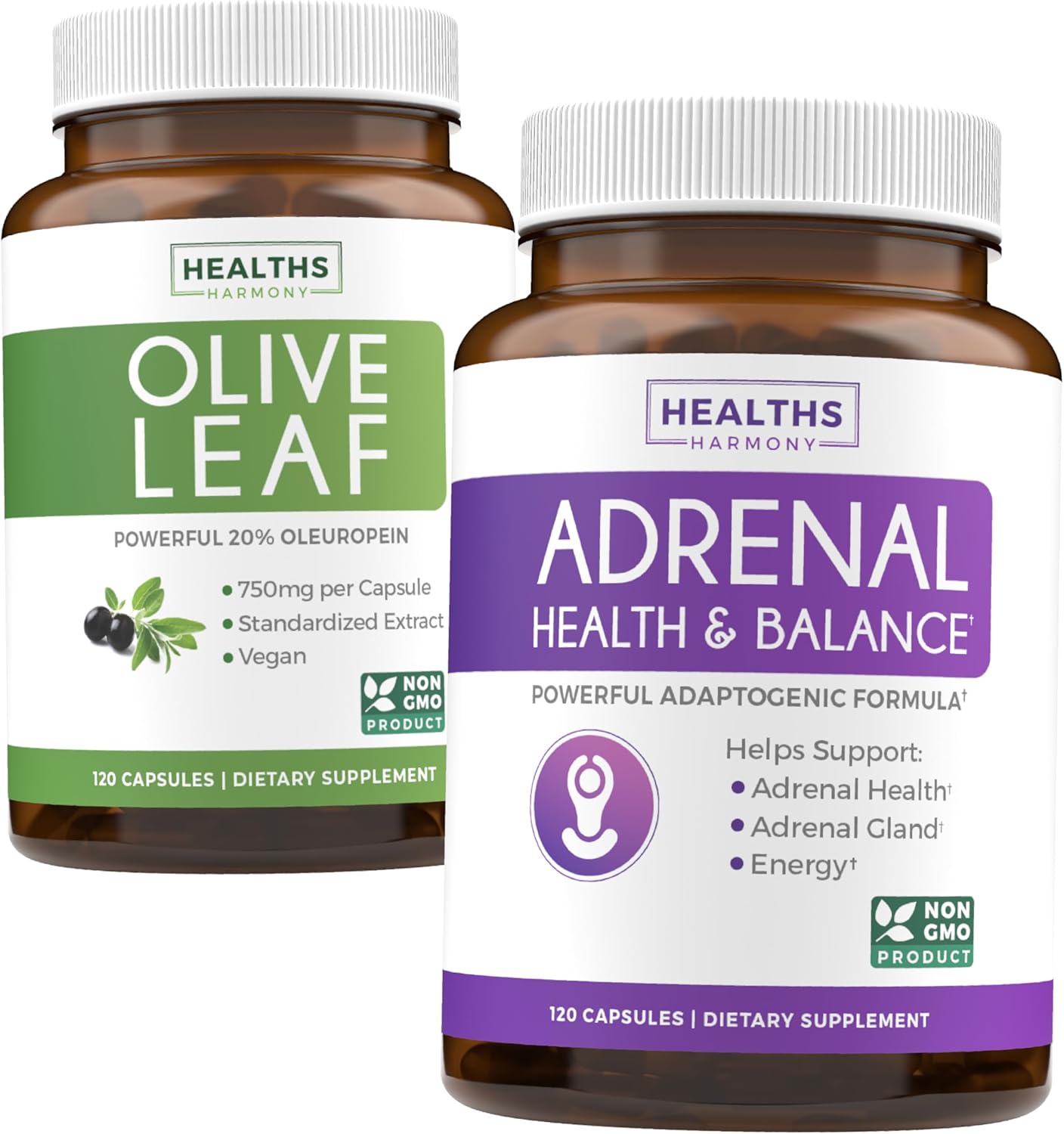 Zen & Vigor Bundle: Olive Leaf Extract & Adrenal Support - 4 Month Supply