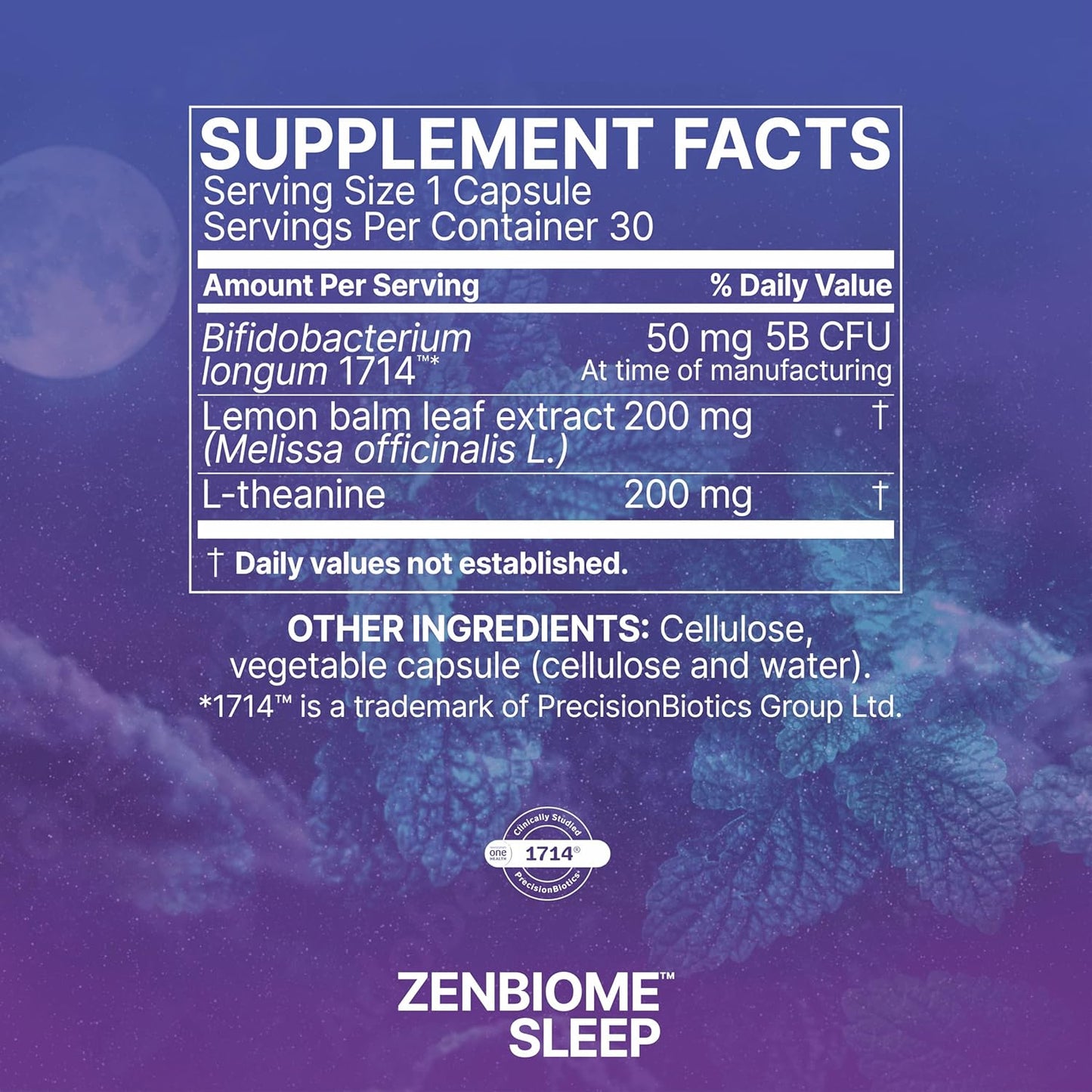 Zenbiome Sleep: L-Theanine Supplement with Lemon Balm Extract & Probiotics - Support Gut-Brain Axis for Better Sleep (30 Capsules)