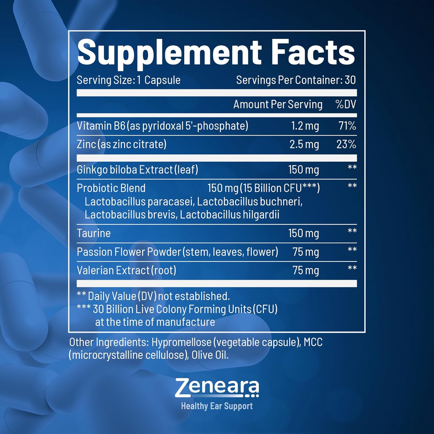 ZENEARAX Zeneara X - Ear Health Supplement for Maximum Focus and Calmness - 30 Veggie Capsules