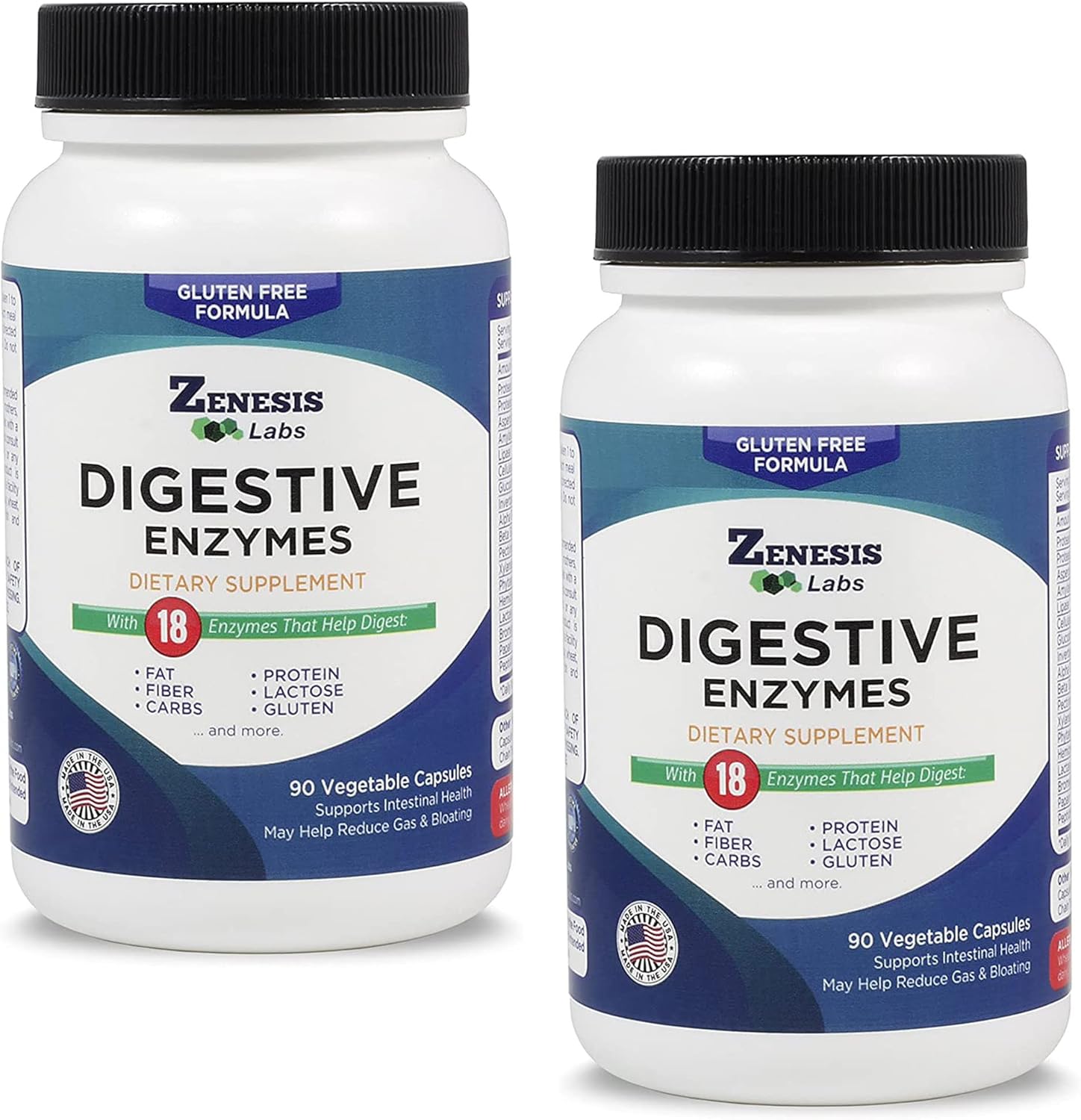 Zenesis Labs Digestive Enzymes Supplement - 180 Capsules with Amylase, Bromelain, Protease, Lipase, & More