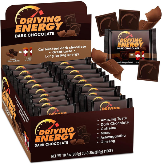 ZenEvo Dark Chocolate Energy Bites - 150mg Caffeine for Long-Lasting Energy - Gym & Workout Snack - 30 Count