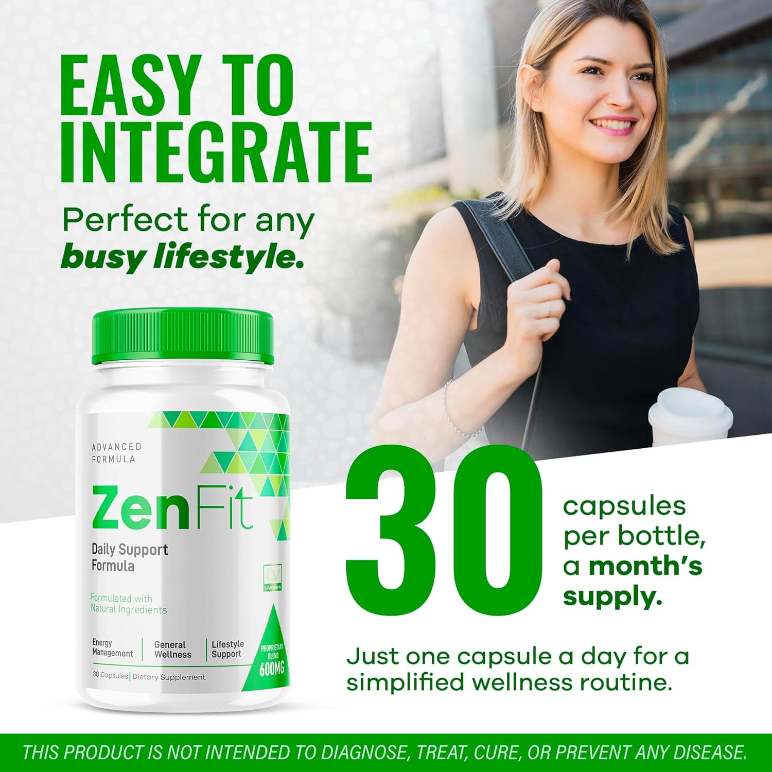 Zenfit Natural Supplement Capsules - Advanced Formula for ZenFit, 30 Capsules, 1 Month Supply