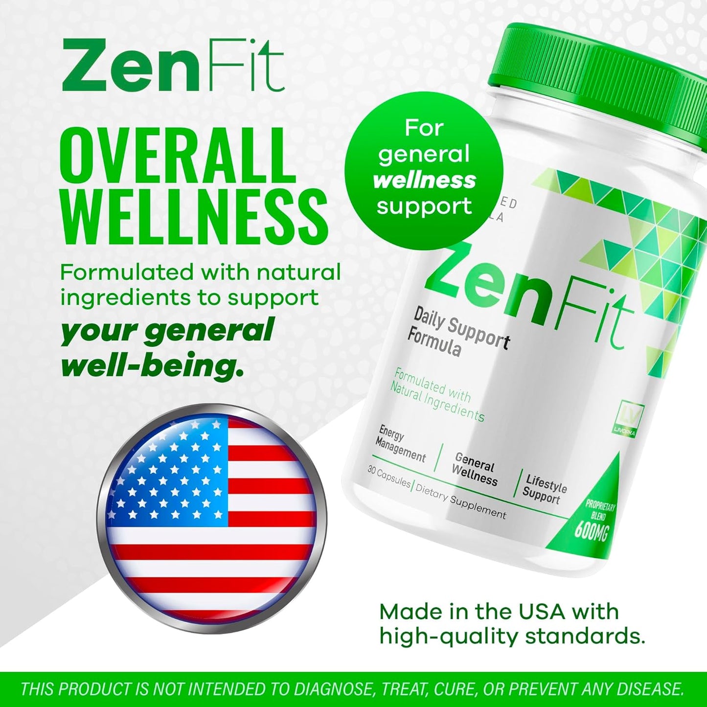 Zenfit Natural Supplement Capsules - Advanced Formula for ZenFit, 30 Capsules, 1 Month Supply