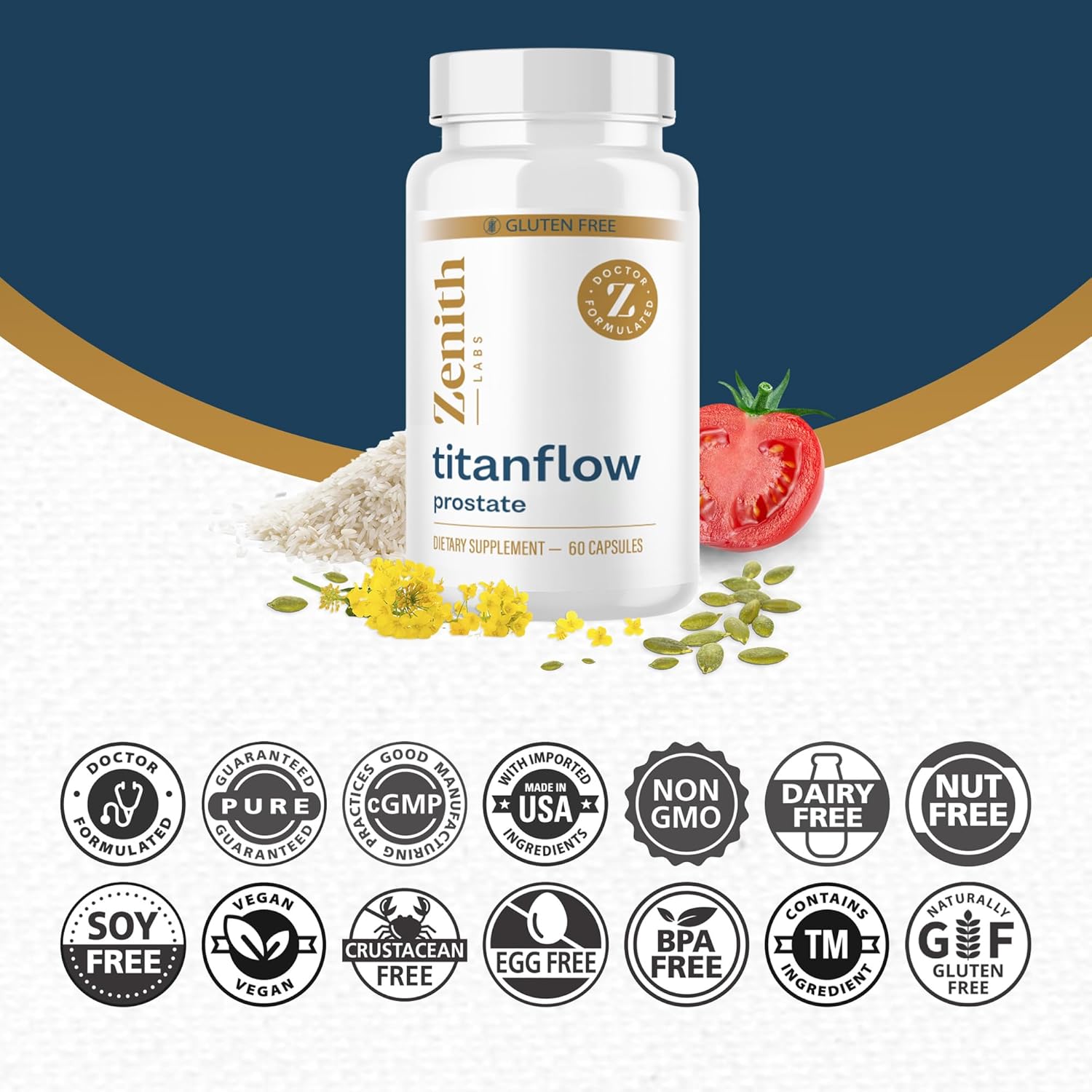 Zenith Labs TitanFlow Prostate Supplements with Pumpkin Seed Oil - Support Urinary & Prostate Health - 3 Pack