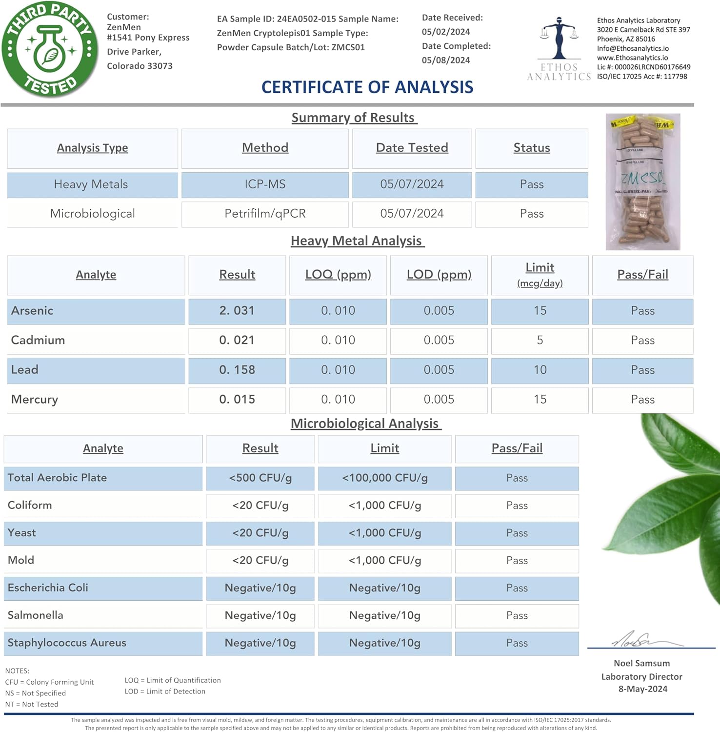 Zenmen Cryptolepis Sanguinolenta Capsules - Immune Boosting and Wellness Supplement - Made in USA - 60 Capsules