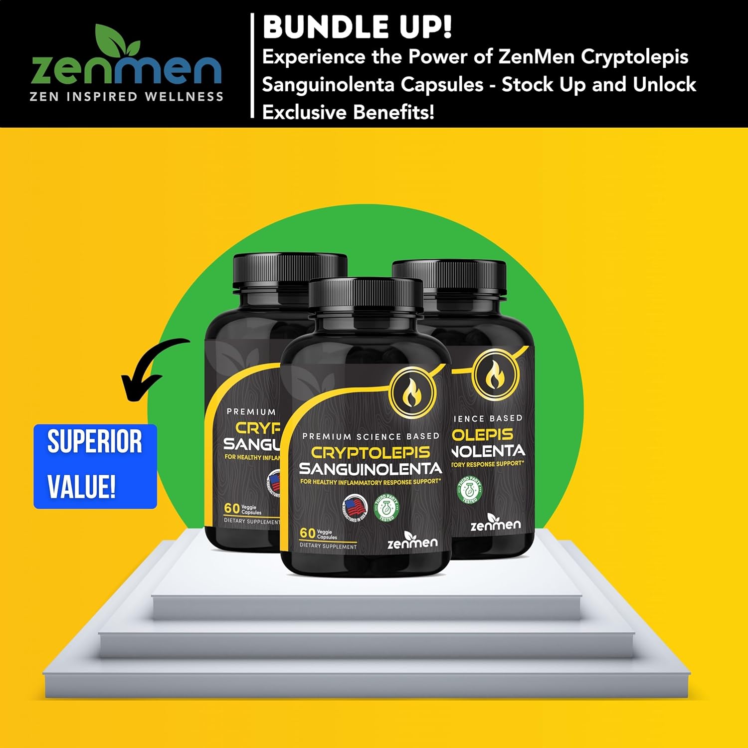 Zenmen Cryptolepis Sanguinolenta Capsules - Immune Boosting and Wellness Supplement - Made in USA - 60 Capsules