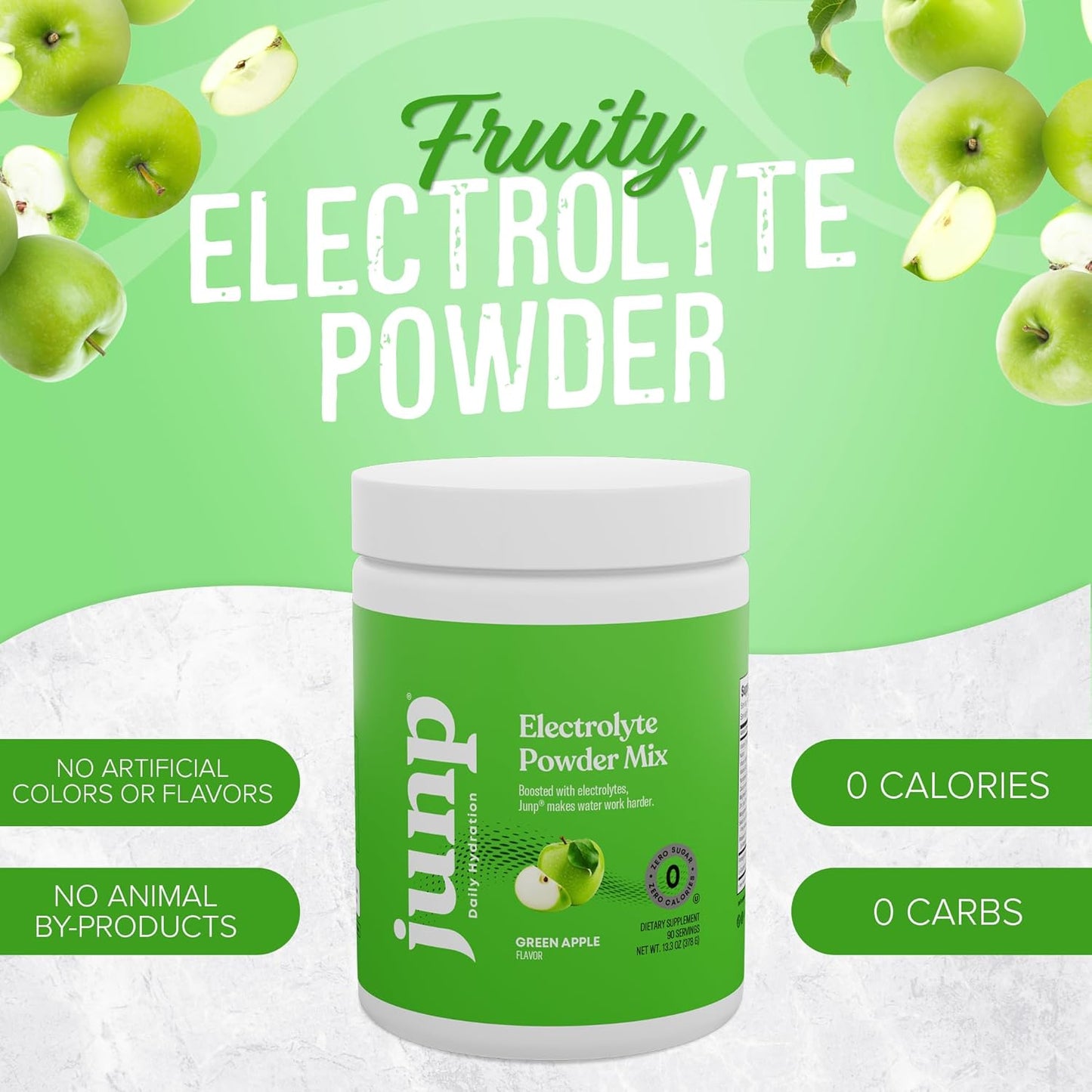 Zero Calorie Green Apple Keto Electrolyte Powder with Potassium & Salt - 90 Servings, Sugar Free & Carb Free Hydration Mix