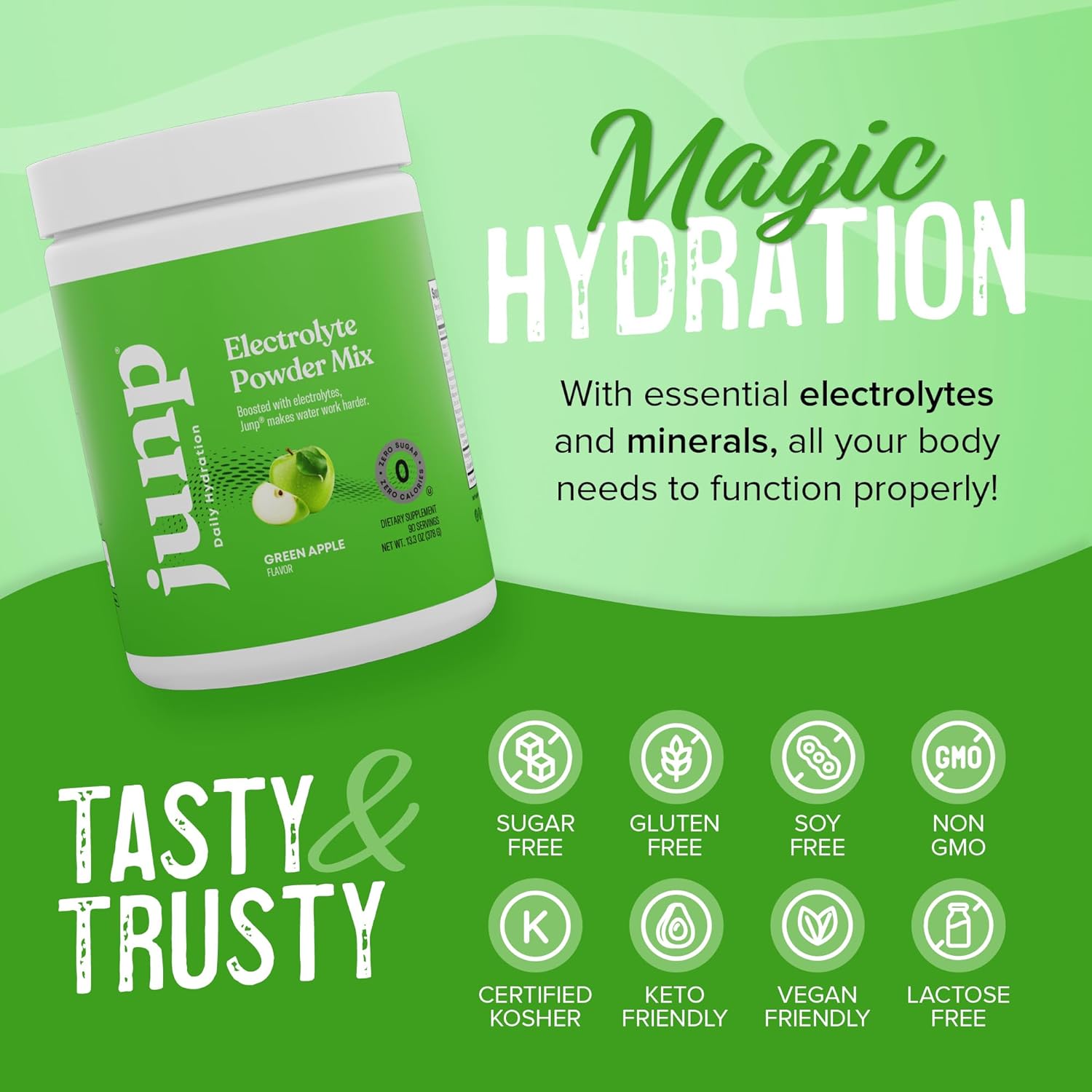 Zero Calorie Green Apple Keto Electrolyte Powder with Potassium & Salt - 90 Servings, Sugar Free & Carb Free Hydration Mix