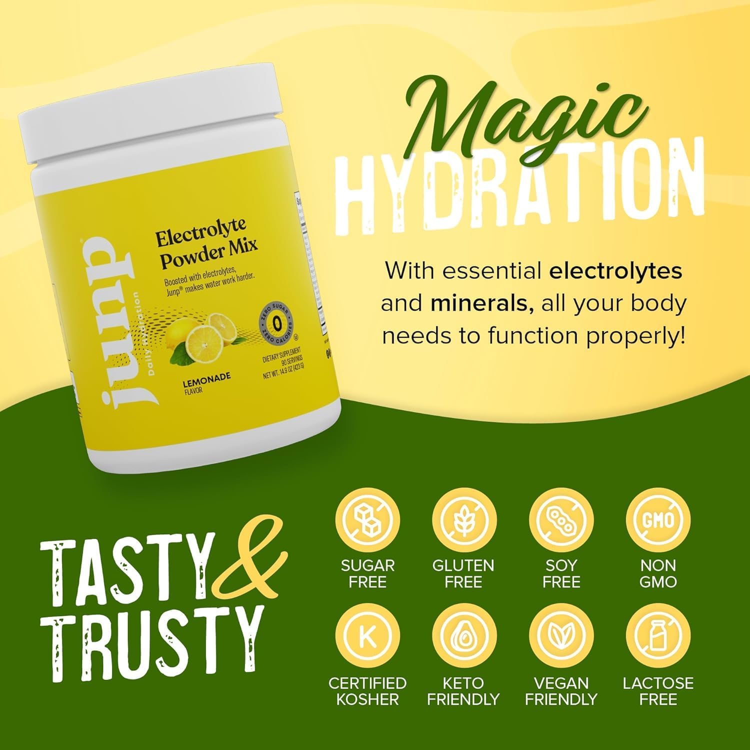 Zero Calorie Sugar Free Electrolyte Powder Lemonade Drink Mix - Keto Friendly Hydration Powder with Potassium & Salt, 180 Servings