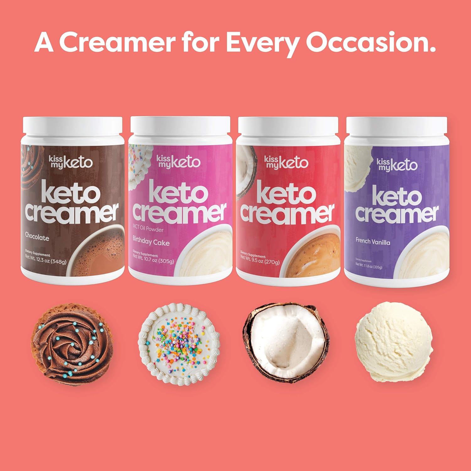 Zero-Carb Keto Coffee Creamer with MCT Oil Powder C8 - Unflavored, Gluten Free (30 Servings)