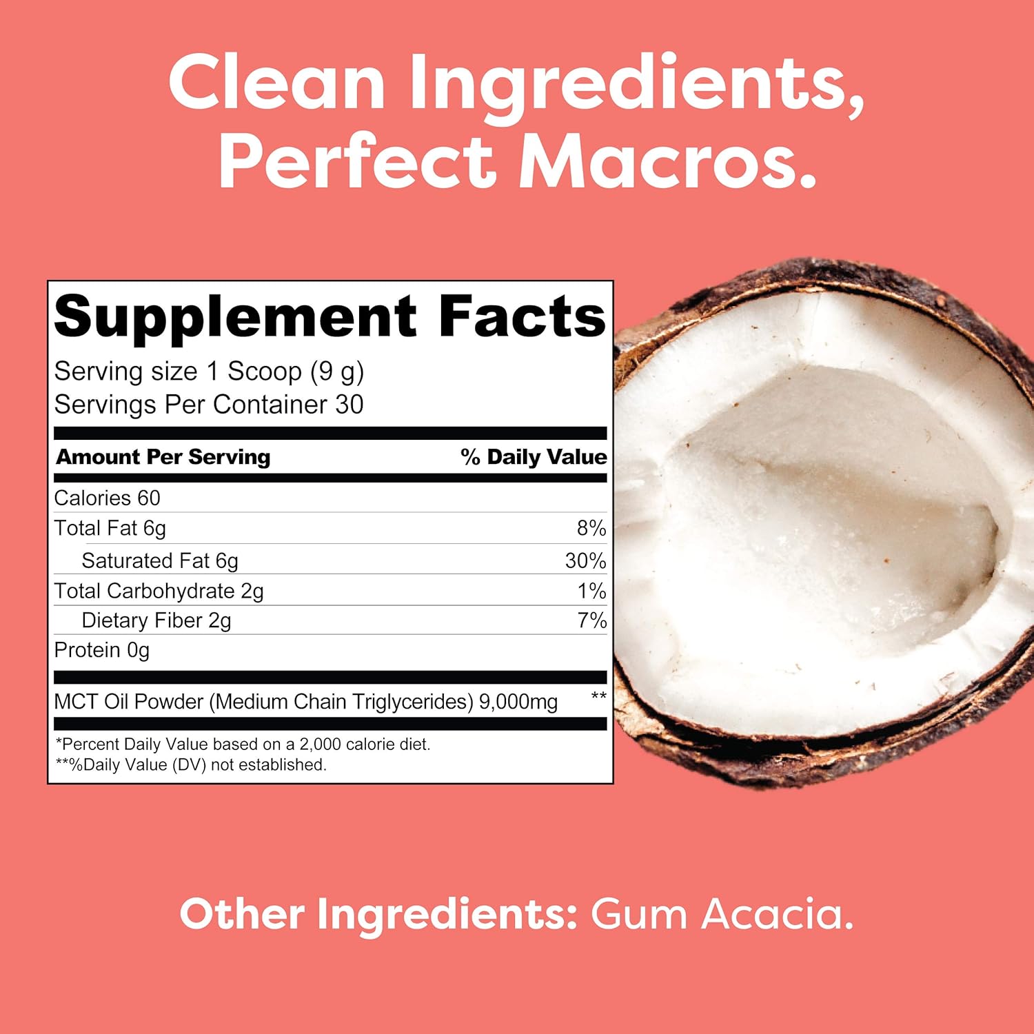 Zero-Carb Keto Coffee Creamer with MCT Oil Powder C8 - Unflavored, Gluten Free (30 Servings)