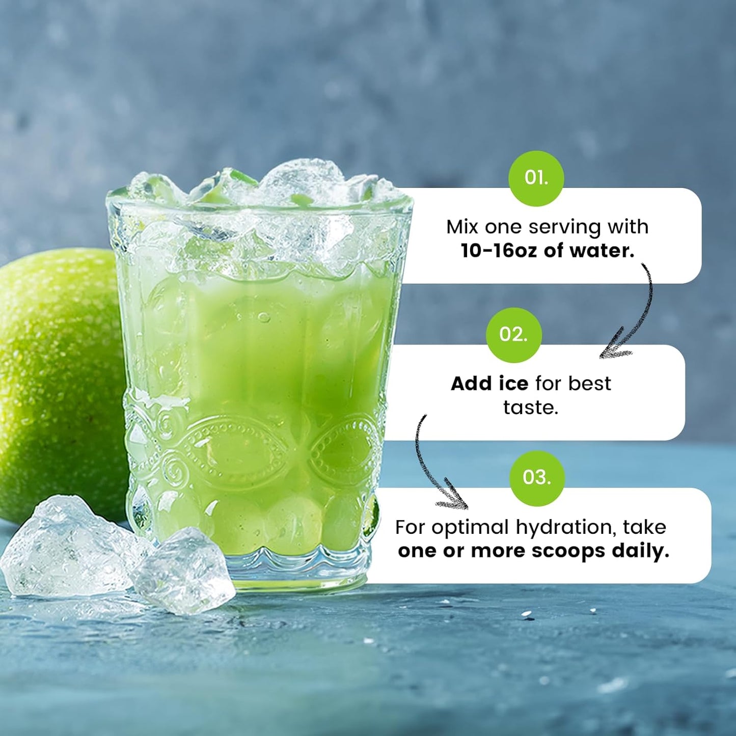 Zero Sugar Apple Candy Electrolytes Powder - Natural Energy & Hydration Drink Mix - Vegan, Keto, Paleo - Caffeine-Free