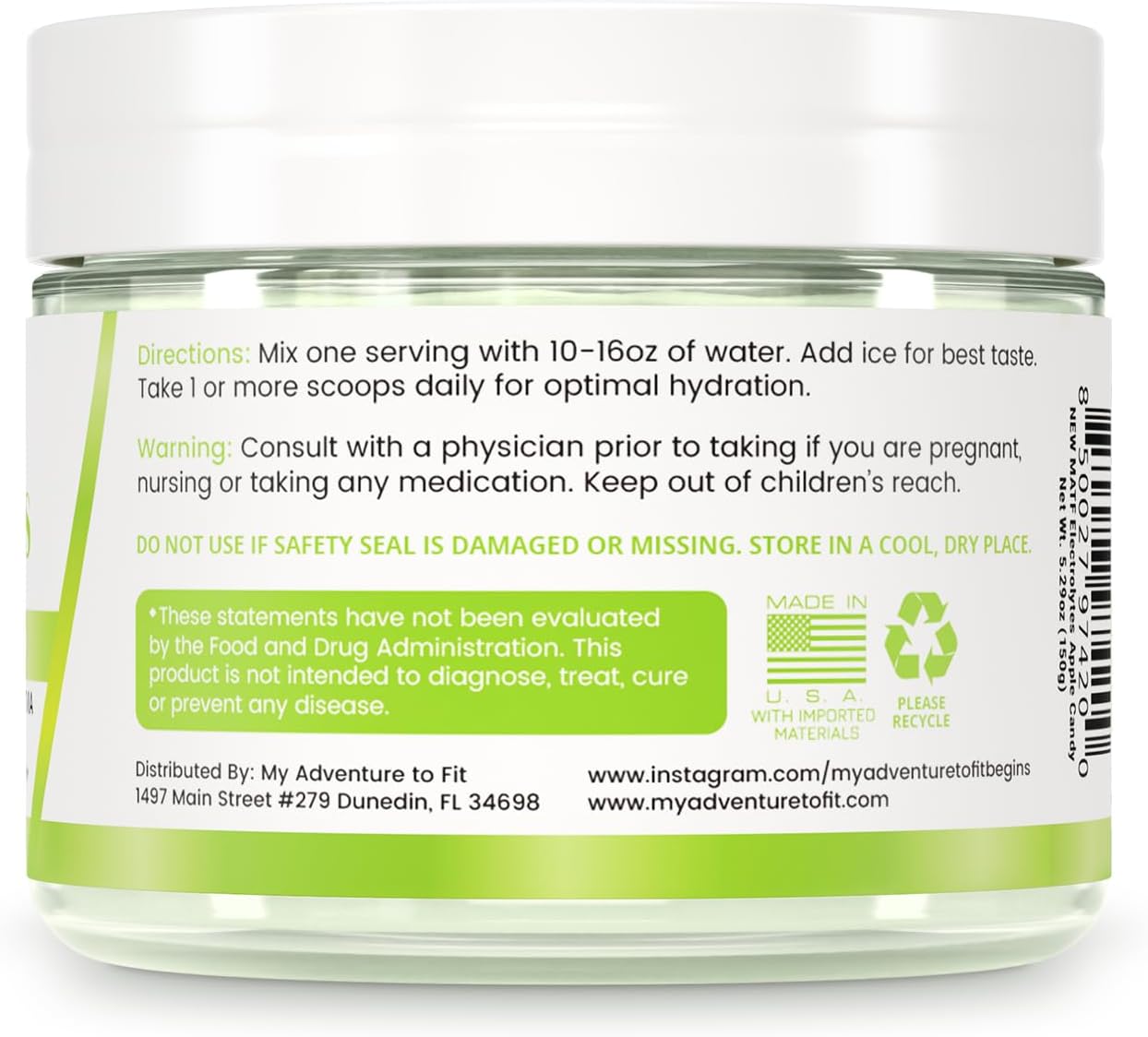 Zero Sugar Apple Candy Electrolytes Powder - Natural Energy & Hydration Drink Mix - Vegan, Keto, Paleo - Caffeine-Free