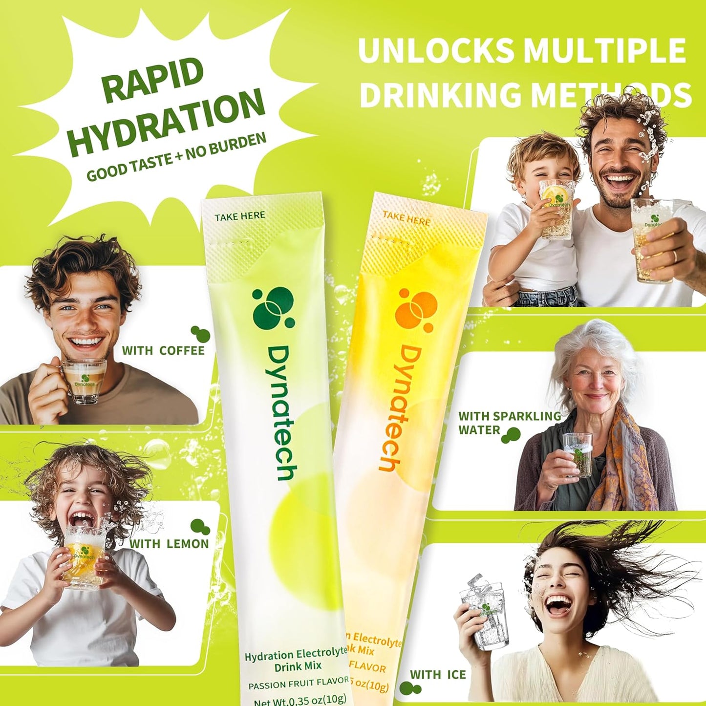 Zero Sugar Electrolyte Drink Mix - Lemon & Passion Fruit Flavor - Hydration Powder with 10 Electrolytes & Vitamins | Non-GMO, Gluten Free, Vegan - 32 Servings