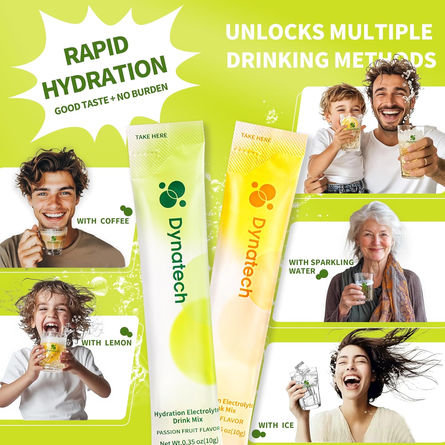 Zero Sugar Electrolyte Drink Mix - Lemon & Passion Fruit Flavor - Hydration Powder with 10 Electrolytes & Vitamins | Non-GMO, Gluten Free, Vegan - 32 Servings