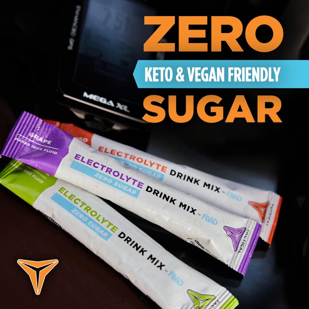 Zero Sugar Peach Mango Keto Electrolyte Powder Packets - 25 Count, Made in USA for Fluid Tactical Hydration