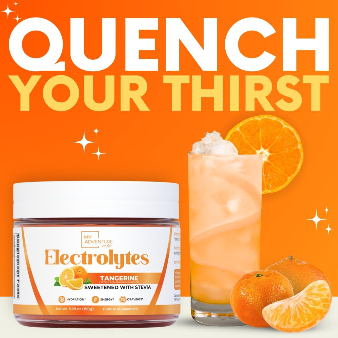 Zero Sugar Tangerine Electrolytes Powder - All Natural Caffeine Free Energy - Vegan, Keto & Paleo Friendly - Sugar Free Hydration Drink Mix - 30 Servings
