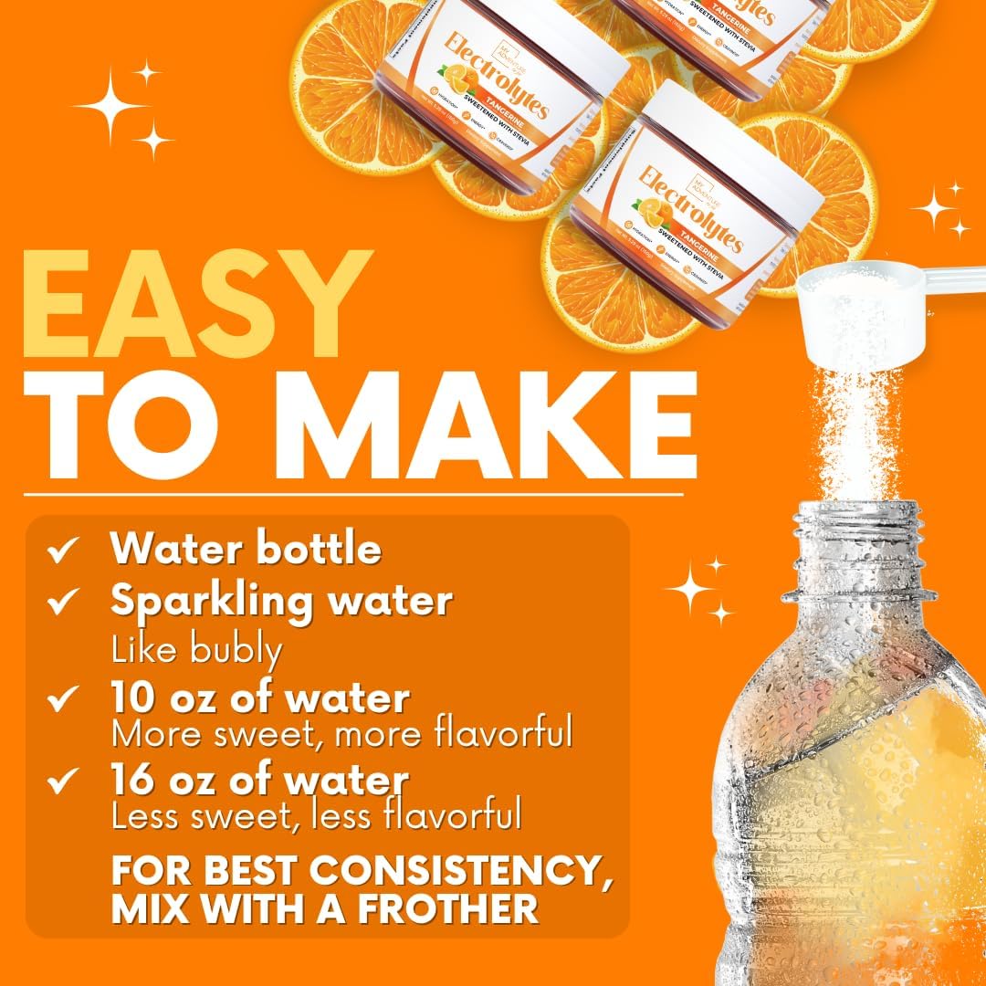 Zero Sugar Tangerine Electrolytes Powder - All Natural Caffeine Free Energy - Vegan, Keto & Paleo Friendly - Sugar Free Hydration Drink Mix - 30 Servings