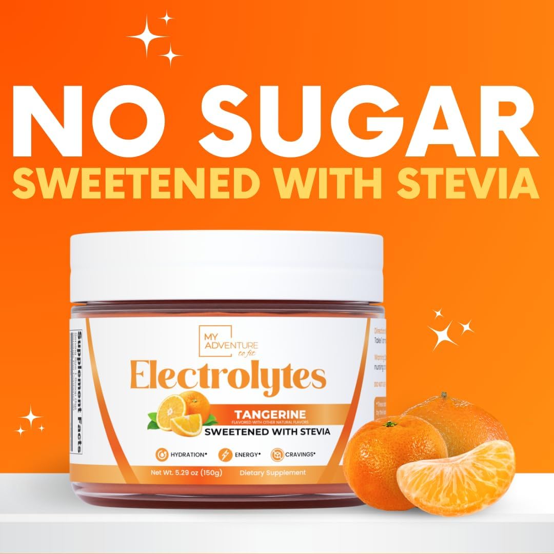 Zero Sugar Tangerine Electrolytes Powder - All Natural Caffeine Free Energy - Vegan, Keto & Paleo Friendly - Sugar Free Hydration Drink Mix - 30 Servings