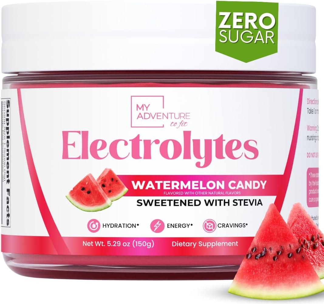 Zero Sugar Watermelon Candy Electrolyte Powder for Refreshing Hydration - Natural Energy Boost - Vegan, Keto, Paleo - Sugar-Free Drink Mix - 30 Servings